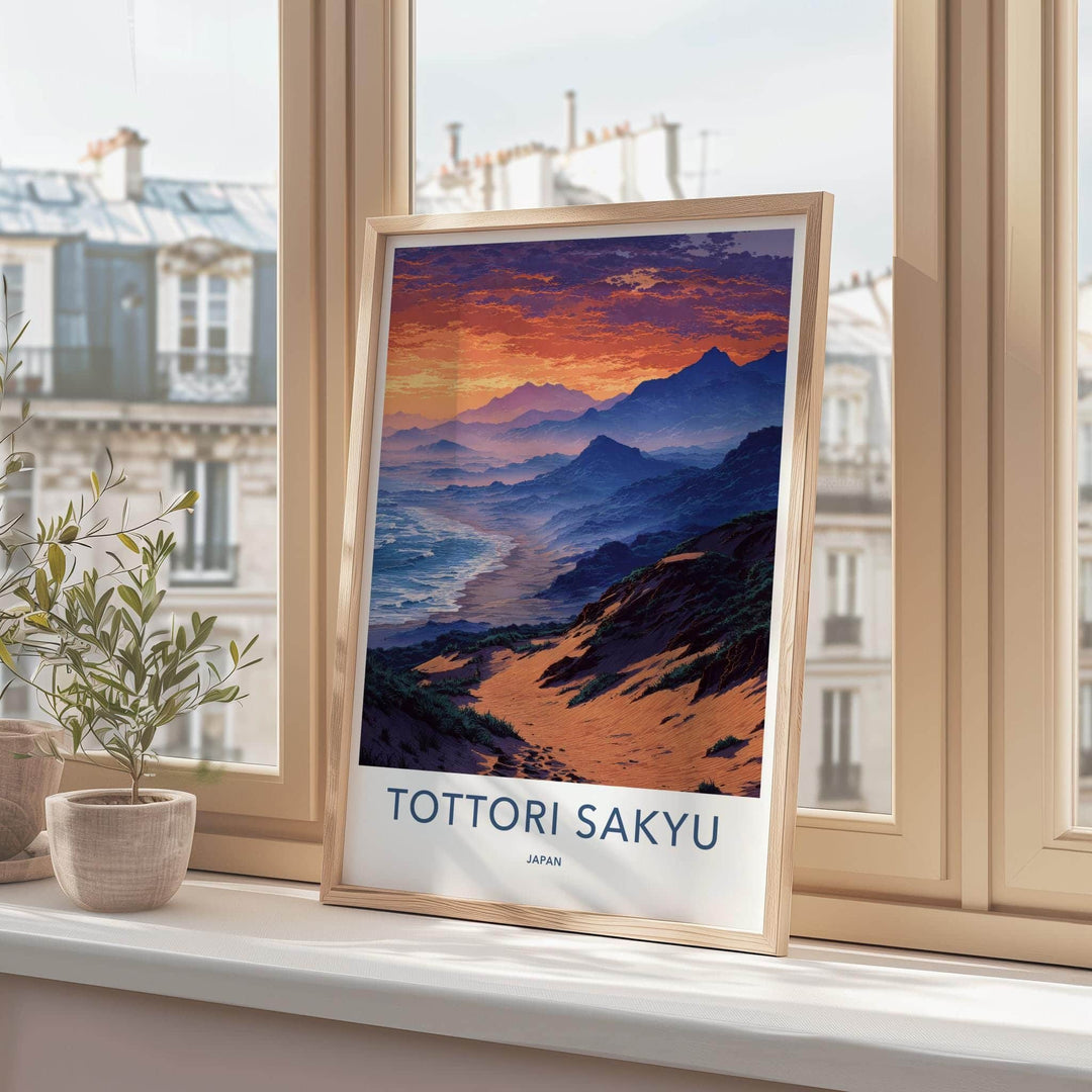 Tottori Sakyu Poster - Japan Travel Art - Ocean Dune Landscape Home Decor