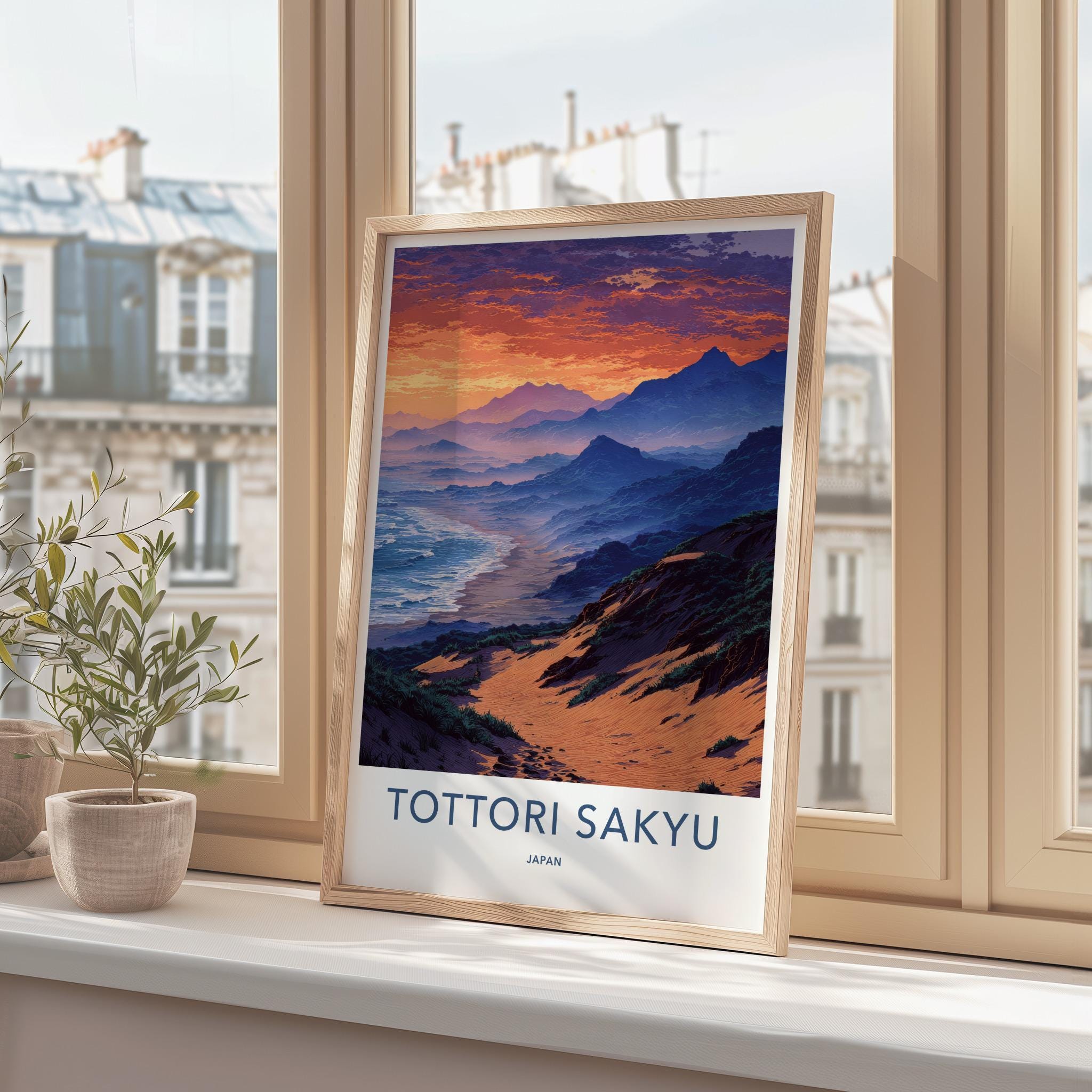 Tottori Sakyu Poster - Japan Travel Art - Ocean Dune Landscape Home Decor