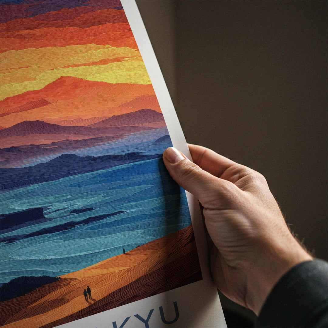 Tottori Sakyu Poster - Japan Travel Art - Vibrant Ocean Dunes Home Decor