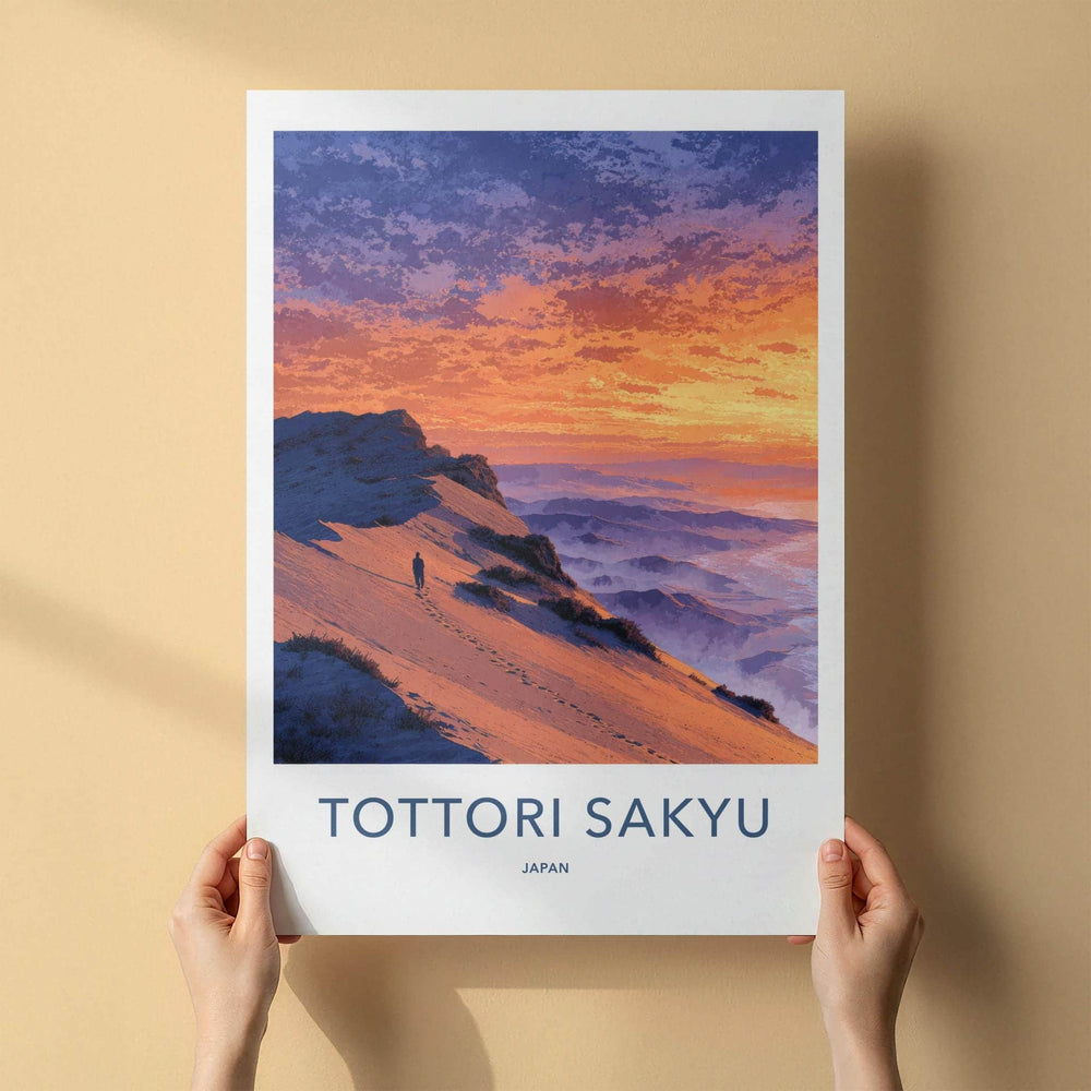 Tottori Sakyu Poster - Japan Travel Art - Vibrant Sunset Dunes Home Decor