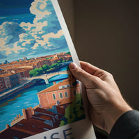 Toulouse Poster - France Framed Print - Scenic Riverfront City Framed Decor
