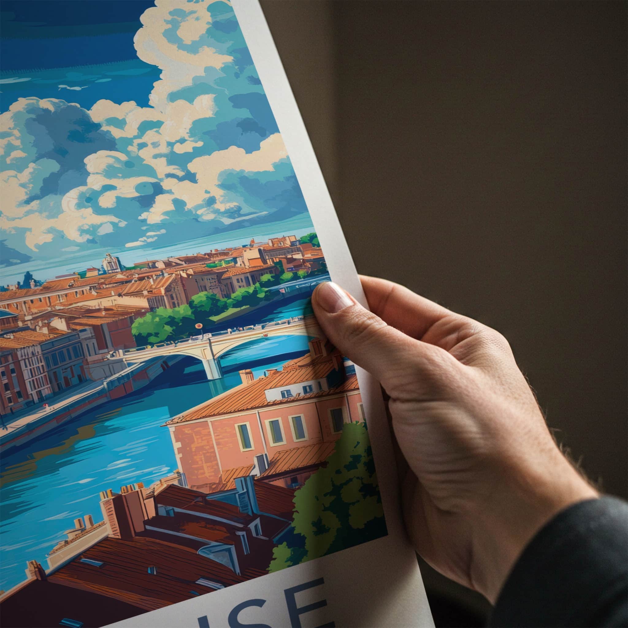 Toulouse Poster - France Framed Print - Scenic Riverfront City Framed Decor