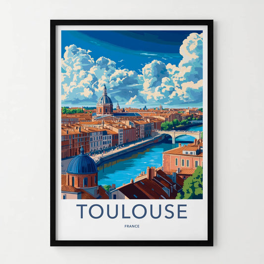 Toulouse Poster - France Framed Print - Scenic Riverfront City Framed Decor