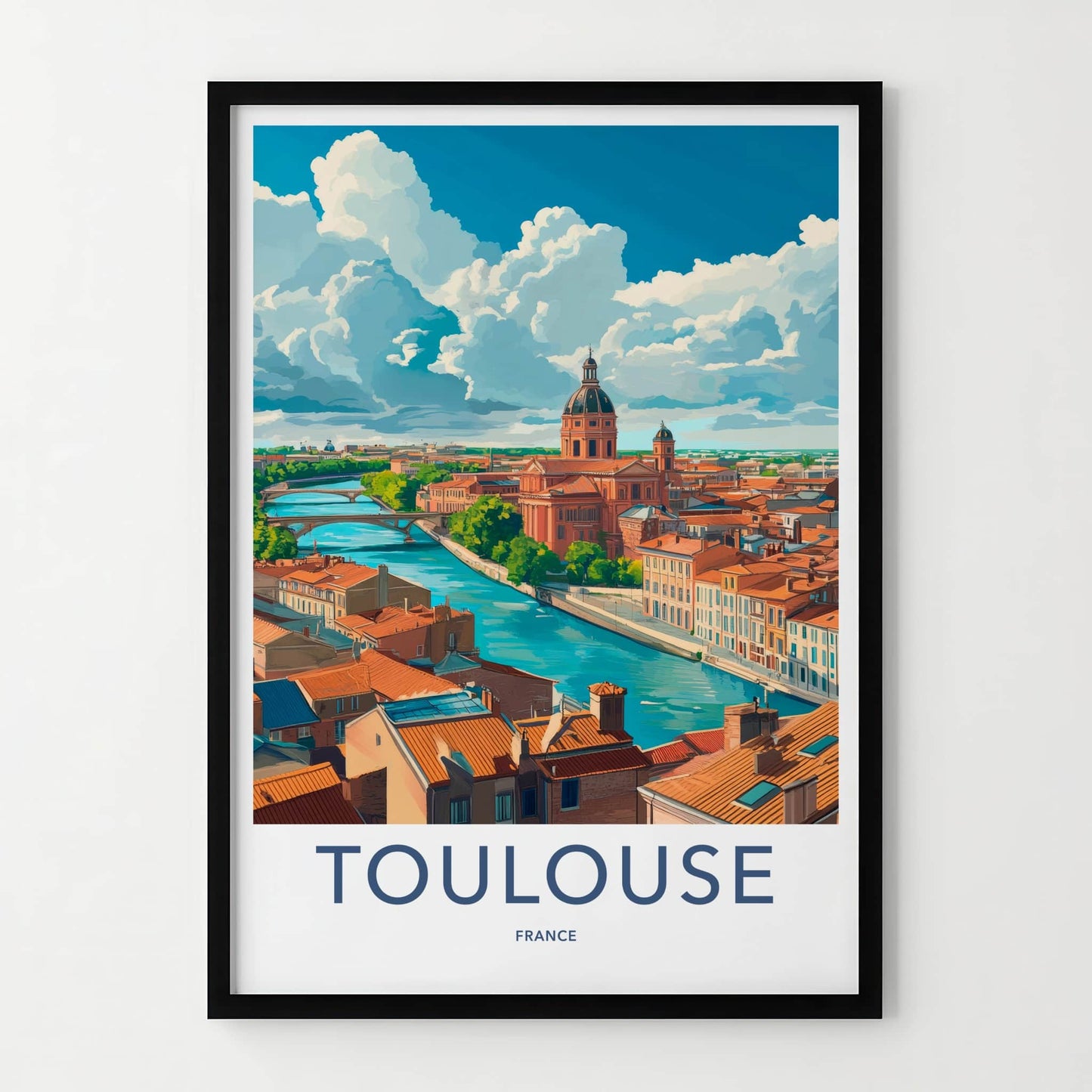 Toulouse Poster - France Travel Art - City River Dome Home Decor