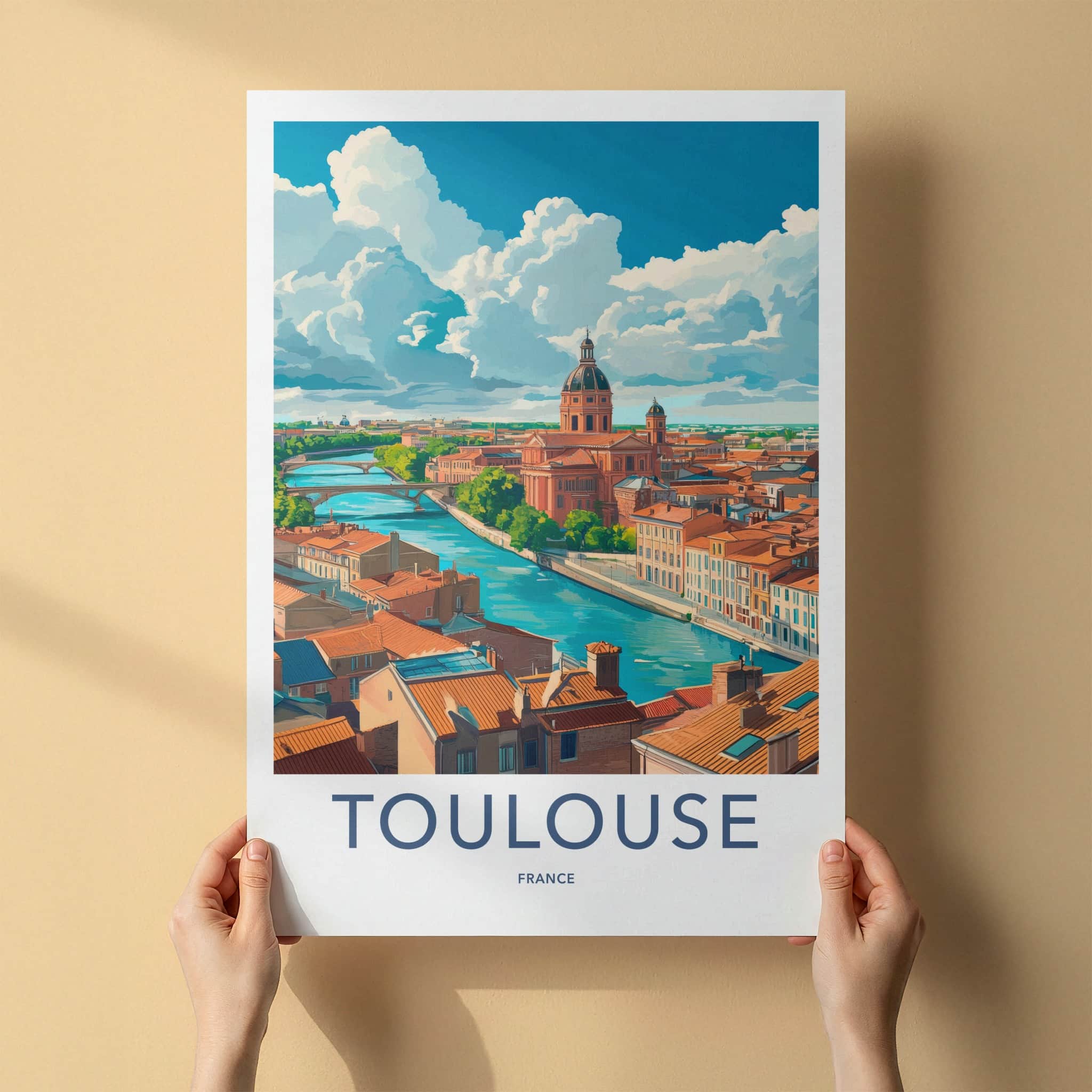 Toulouse Poster - France Travel Art - City River Dome Home Decor