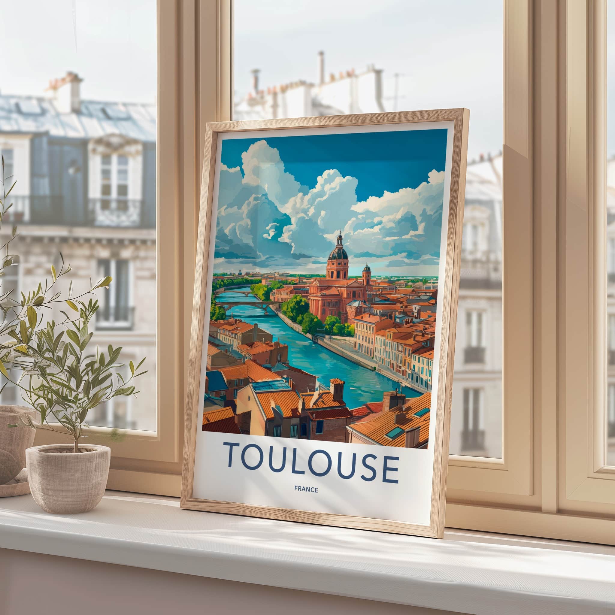 Toulouse Poster - France Travel Art - City River Dome Home Decor