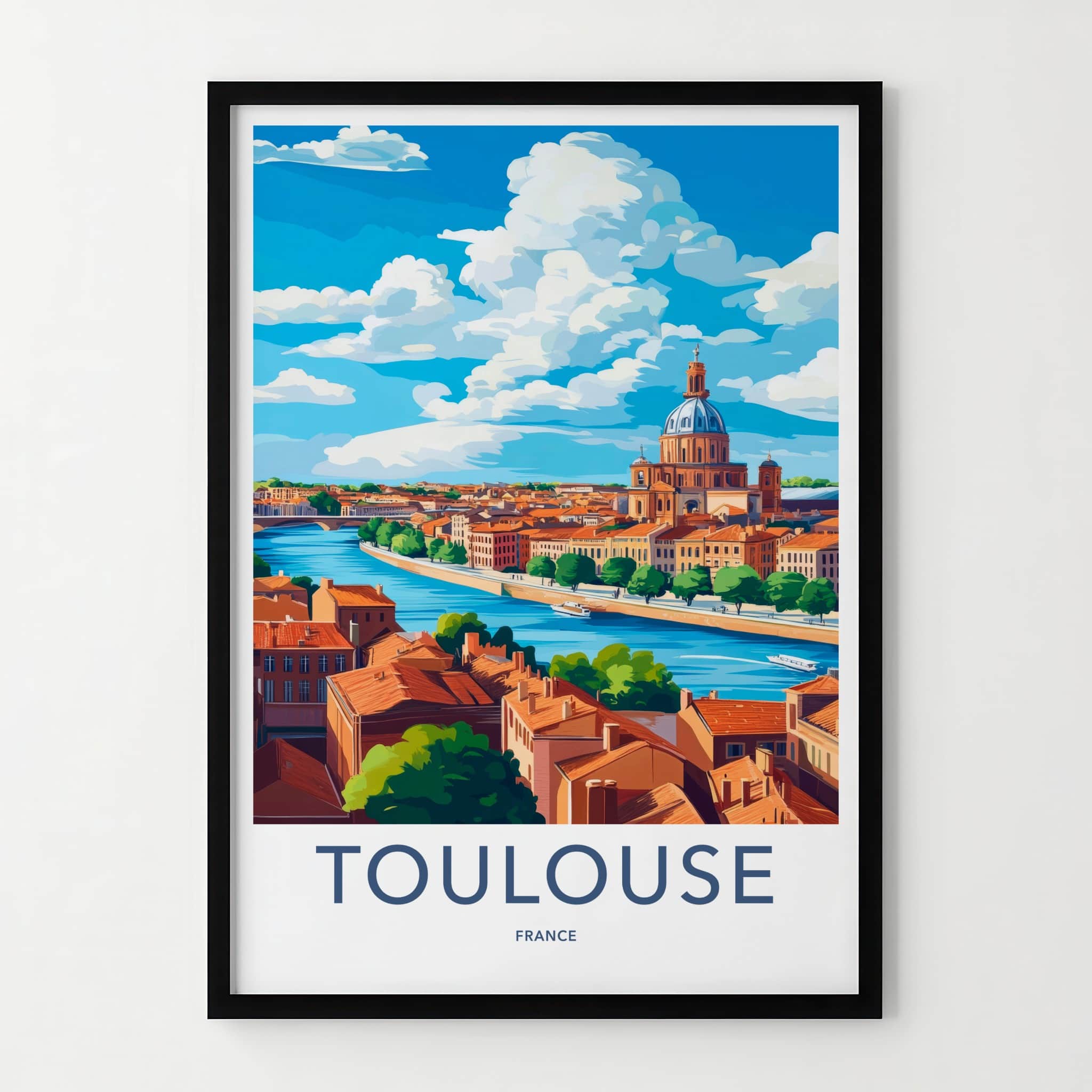 Toulouse Poster - France Travel Art - Historic River Dome Home Decor