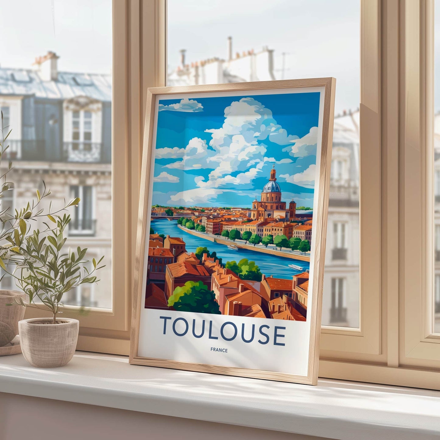 Toulouse Poster - France Travel Art - Historic River Dome Home Decor