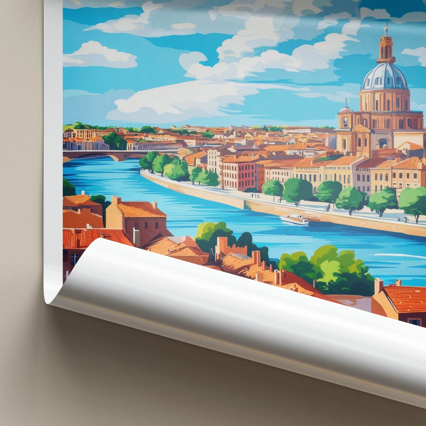 Toulouse Poster - France Travel Art - Historic River Dome Home Decor