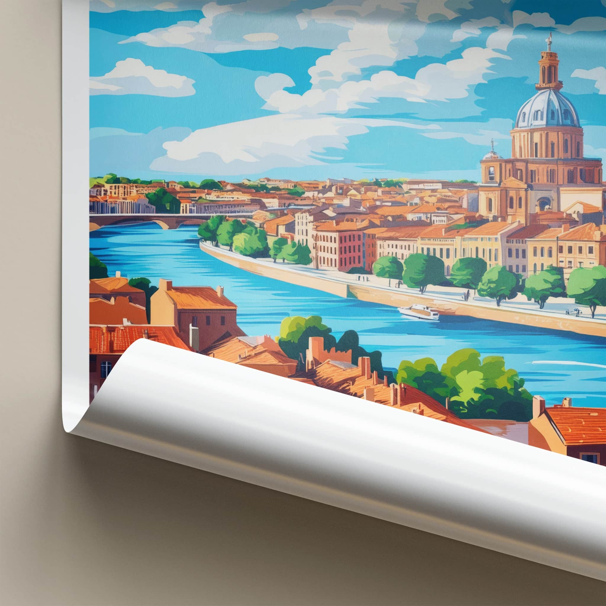 Toulouse Poster - France Travel Art - Historic River Dome Home Decor