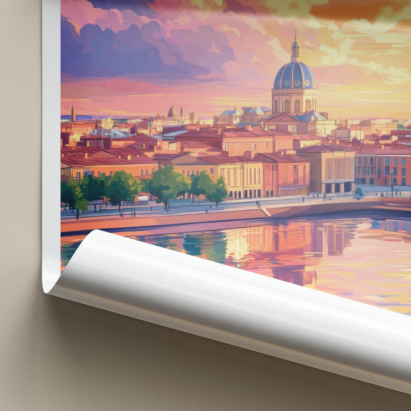 Toulouse Poster - France Travel Art - Vibrant City Reflection Home Decor