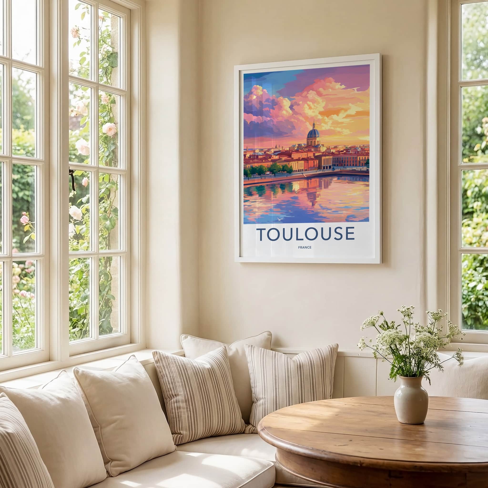 Toulouse Poster - France Travel Art - Vibrant City Reflection Home Decor