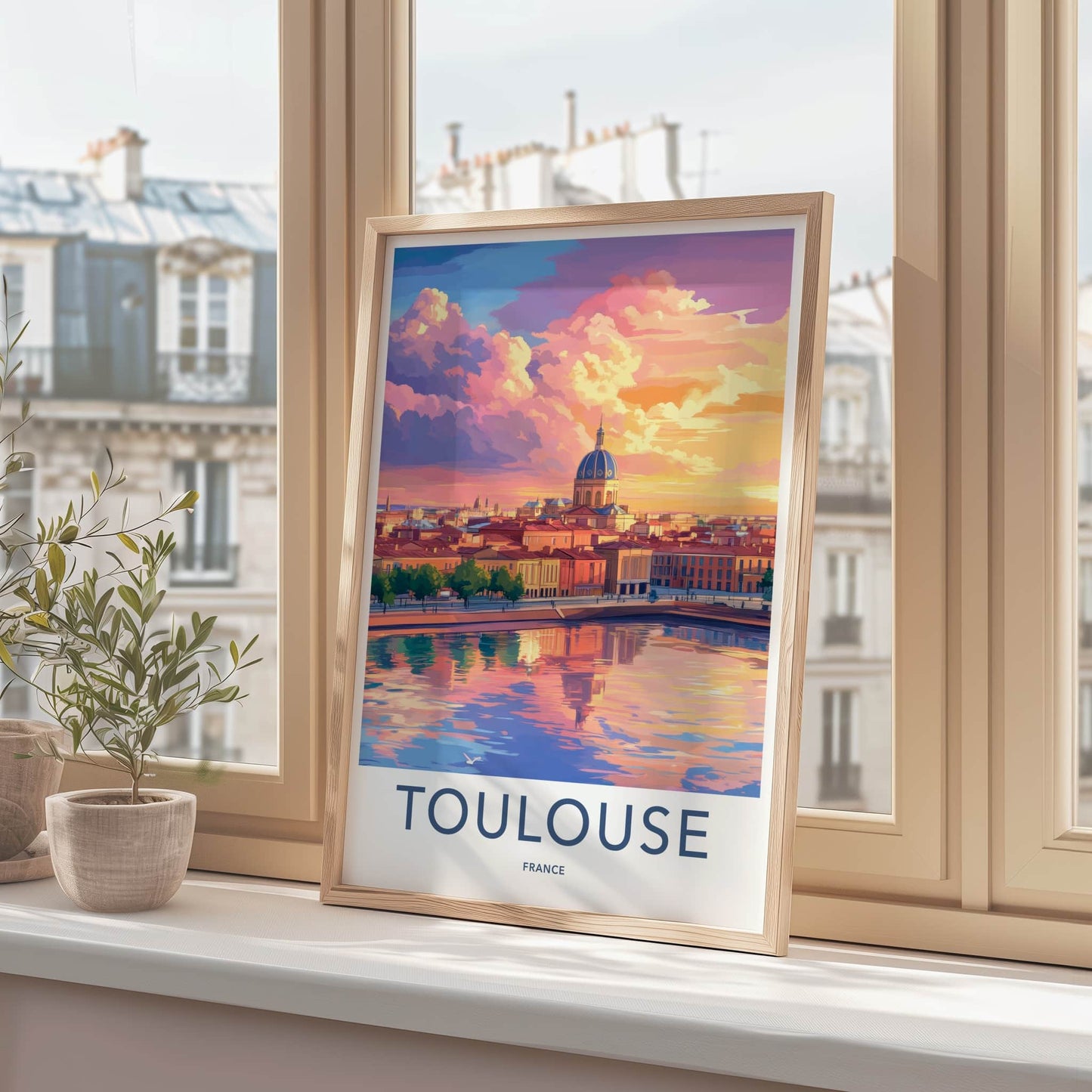 Toulouse Poster - France Travel Art - Vibrant City Reflection Home Decor