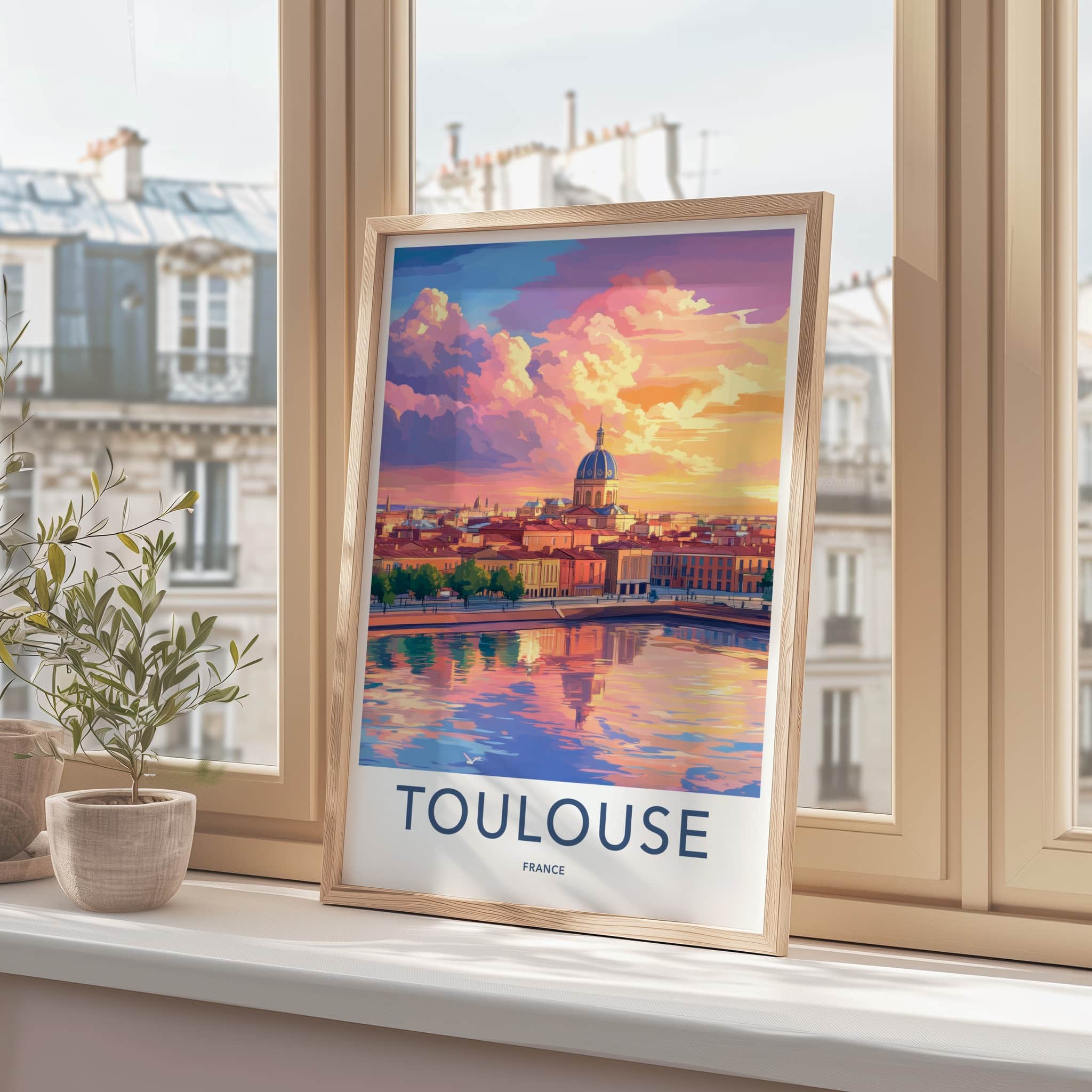 Toulouse Poster - France Travel Art - Vibrant City Reflection Home Decor