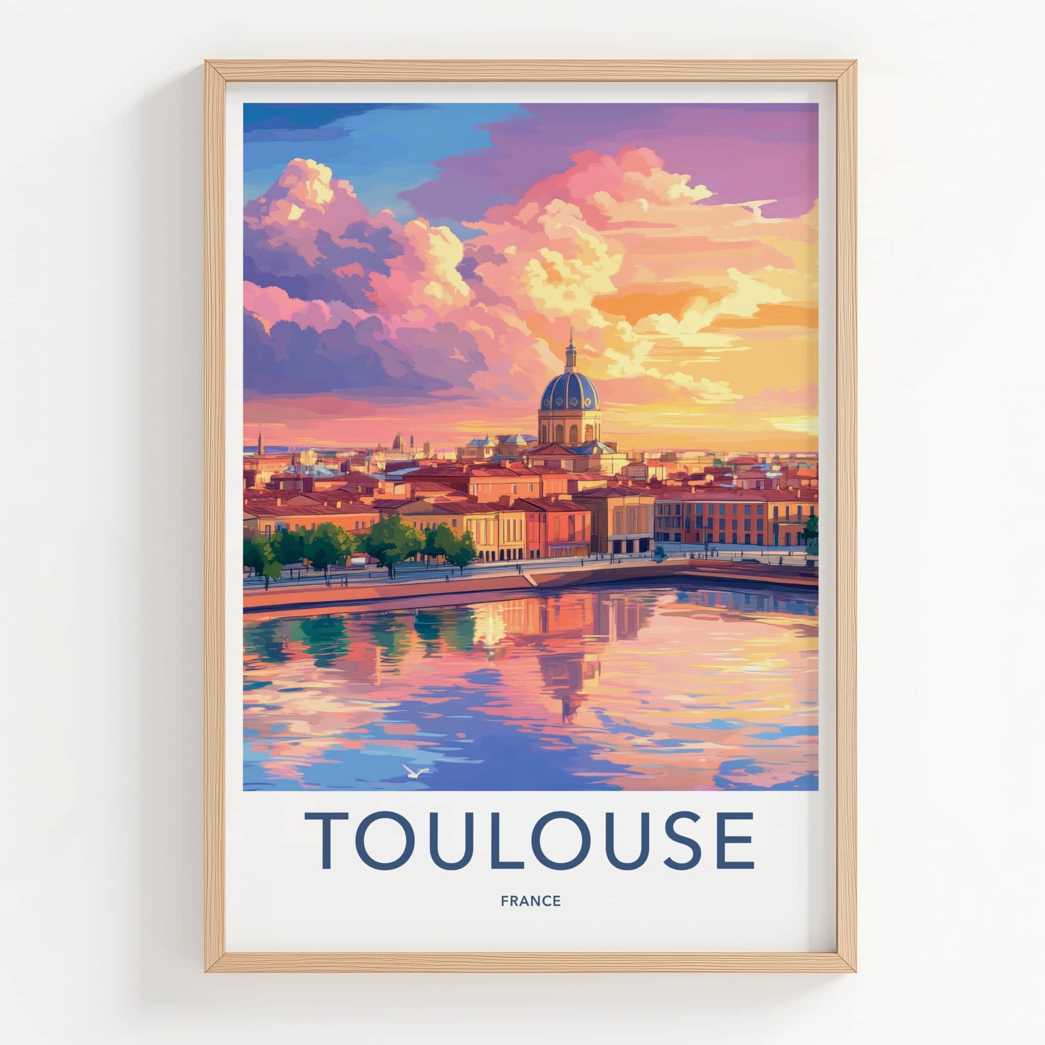 Toulouse Poster - France Travel Art - Vibrant City Reflection Home Decor