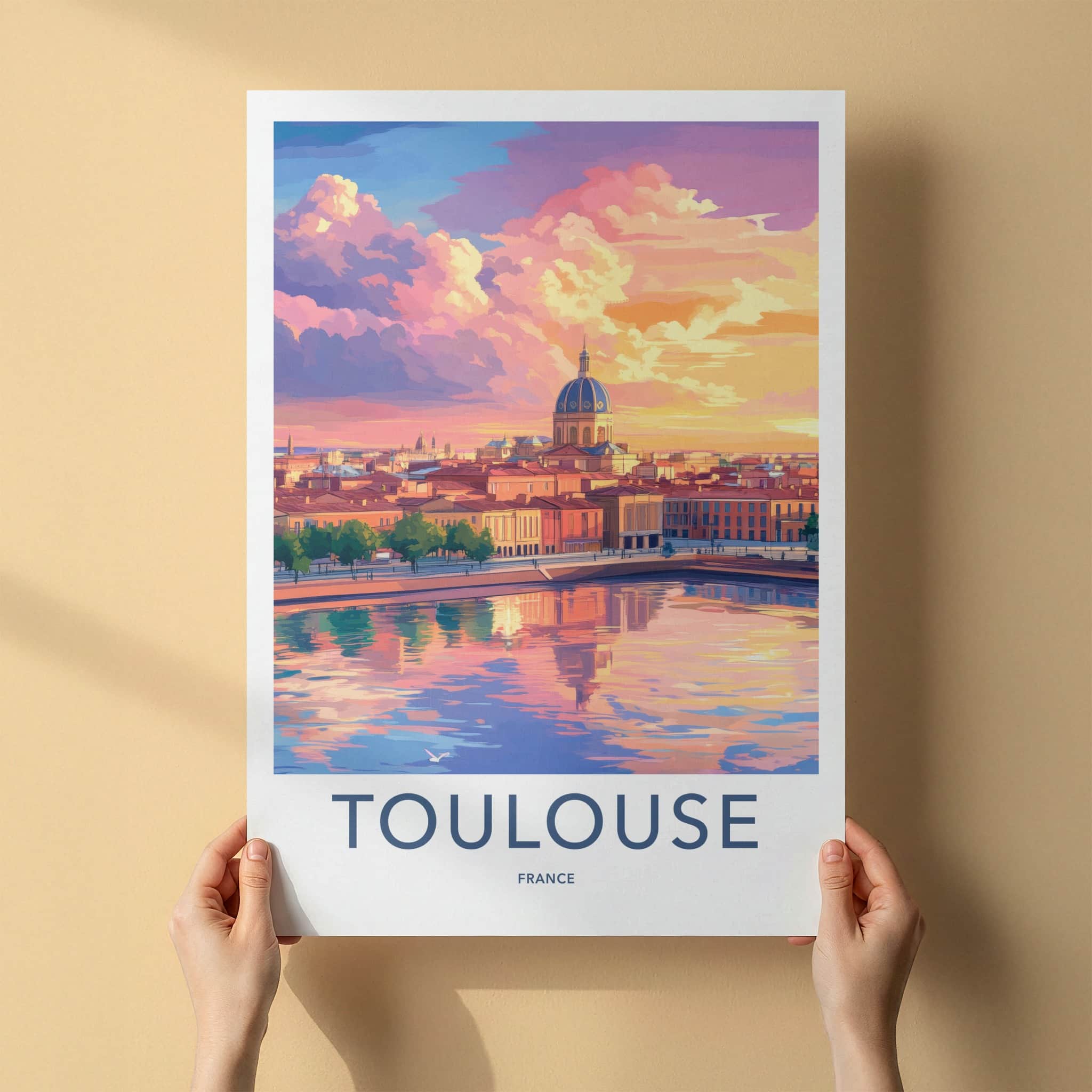 Toulouse Poster - France Travel Art - Vibrant City Reflection Home Decor