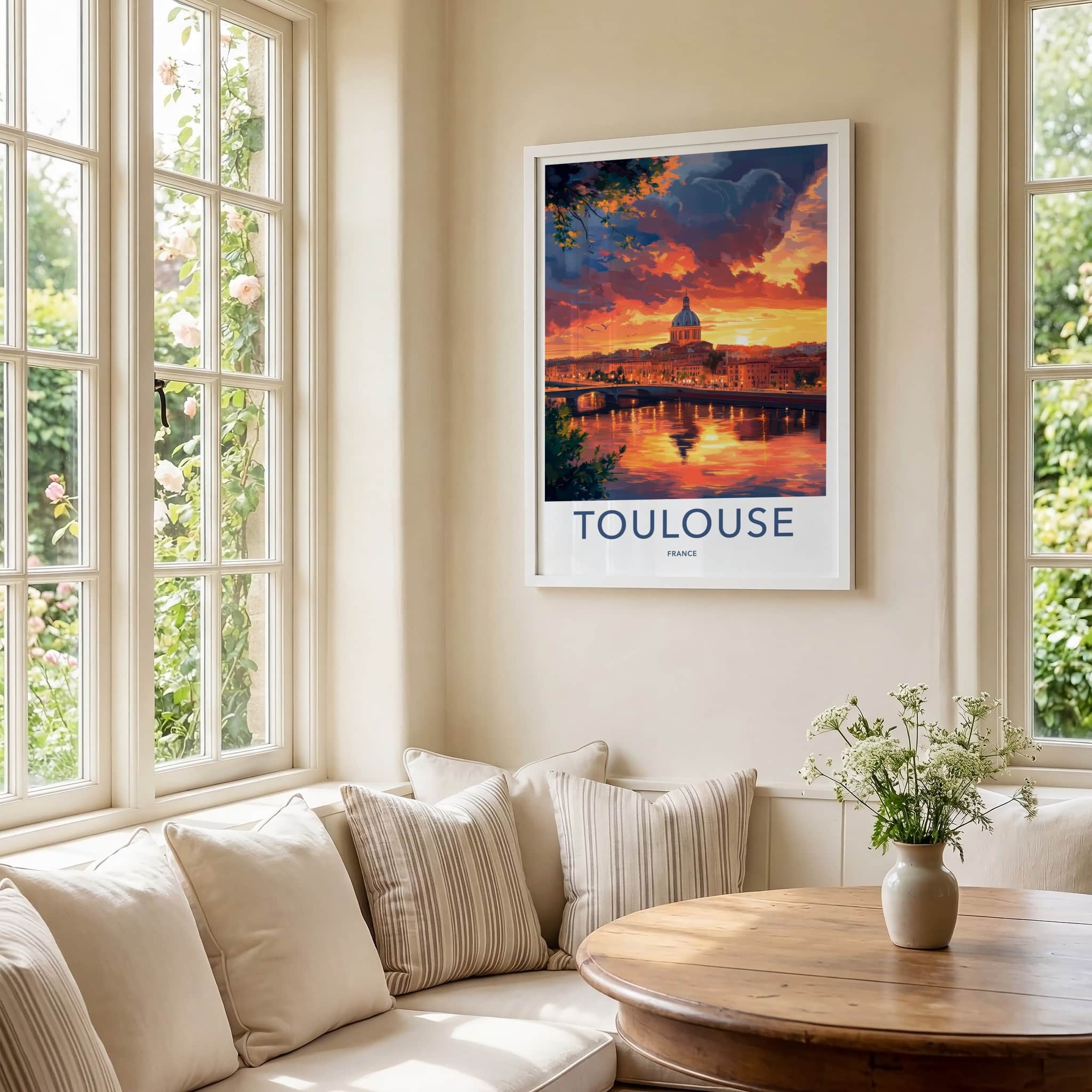 Toulouse Poster - France Travel Print - Fiery Sky City Framed Decor