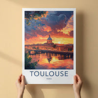 Toulouse Poster - France Travel Print - Fiery Sky City Framed Decor
