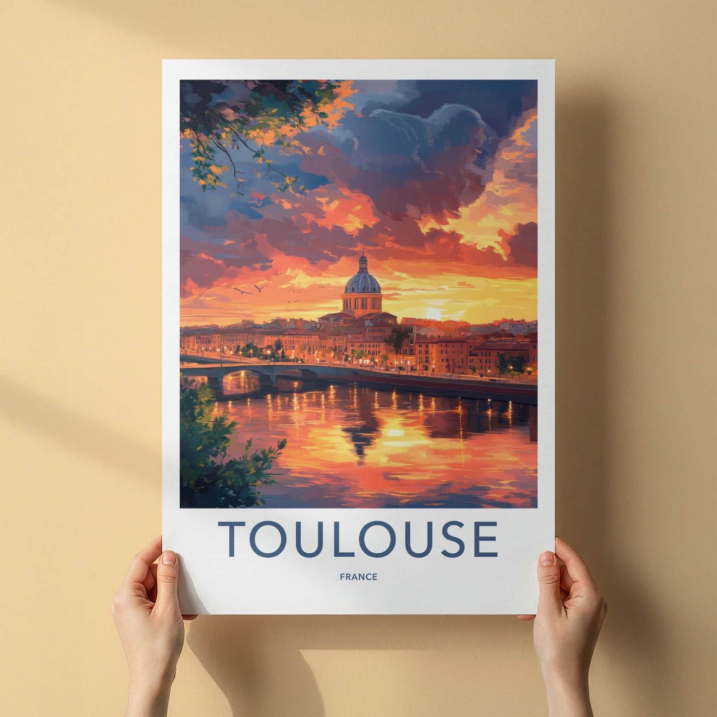 Toulouse Poster - France Travel Print - Fiery Sky City Framed Decor