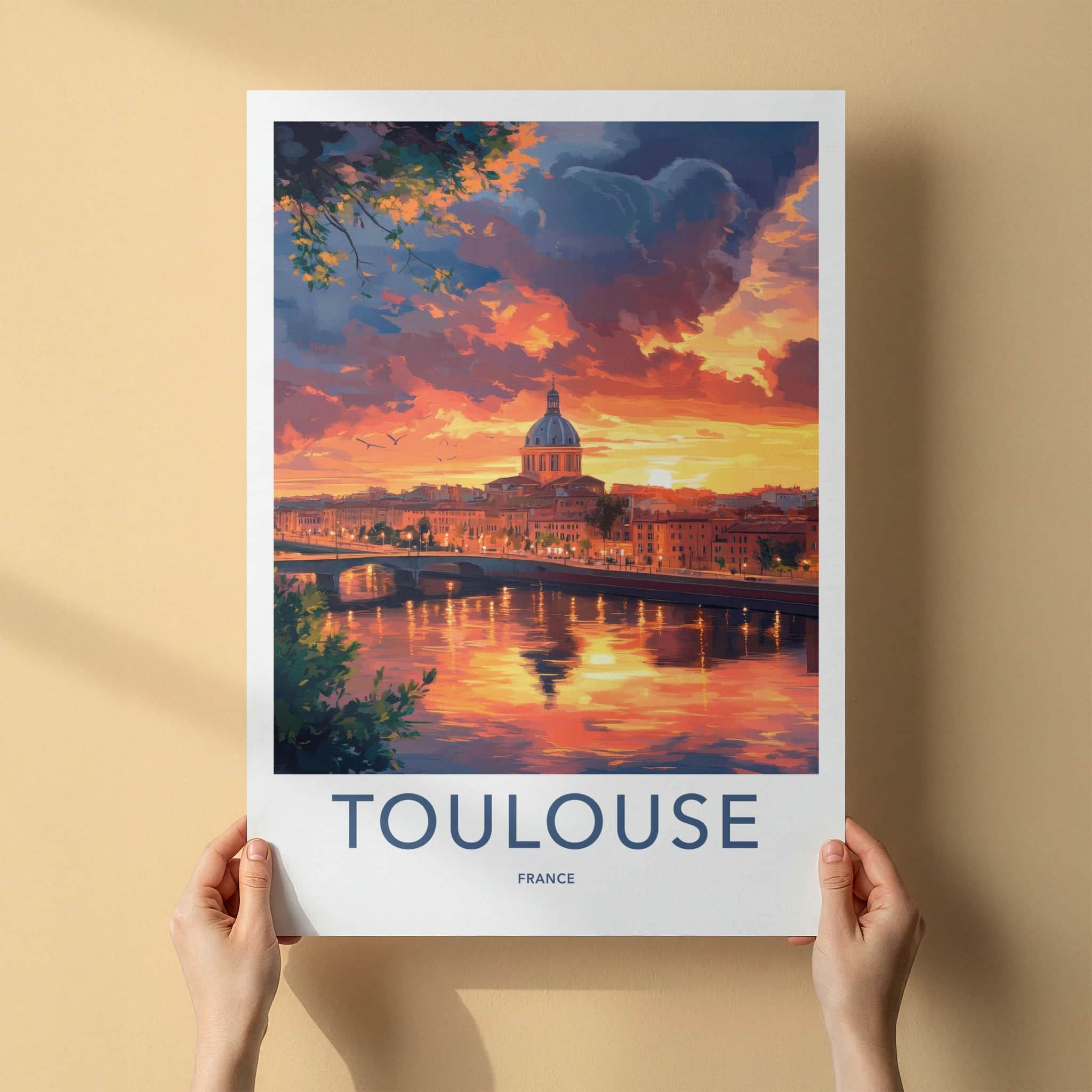 Toulouse Poster - France Travel Print - Fiery Sky City Framed Decor