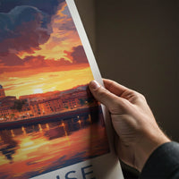 Toulouse Poster - France Travel Print - Fiery Sky City Framed Decor