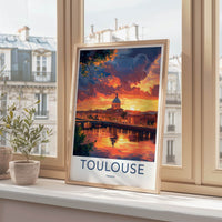 Toulouse Poster - France Travel Print - Fiery Sky City Framed Decor