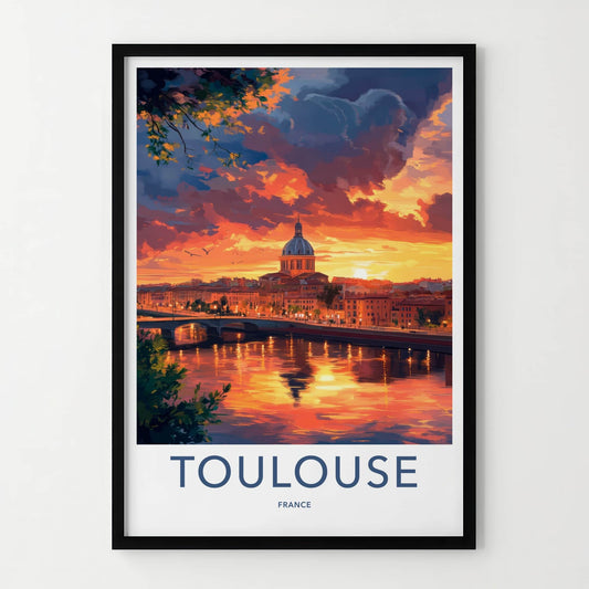 Toulouse Poster - France Travel Print - Fiery Sky City Framed Decor