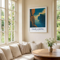 Traelanipa Poster - Faroe Islands Travel Art - Towering Ocean Cliffs Home Decor