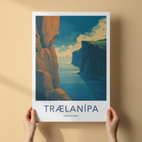 Traelanipa Poster - Faroe Islands Travel Art - Towering Ocean Cliffs Home Decor