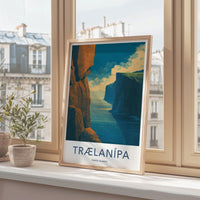 Traelanipa Poster - Faroe Islands Travel Art - Towering Ocean Cliffs Home Decor