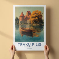 TRAKU PILIS Poster - Lithuania Travel Art - Autumn Castle Lake Home Decor