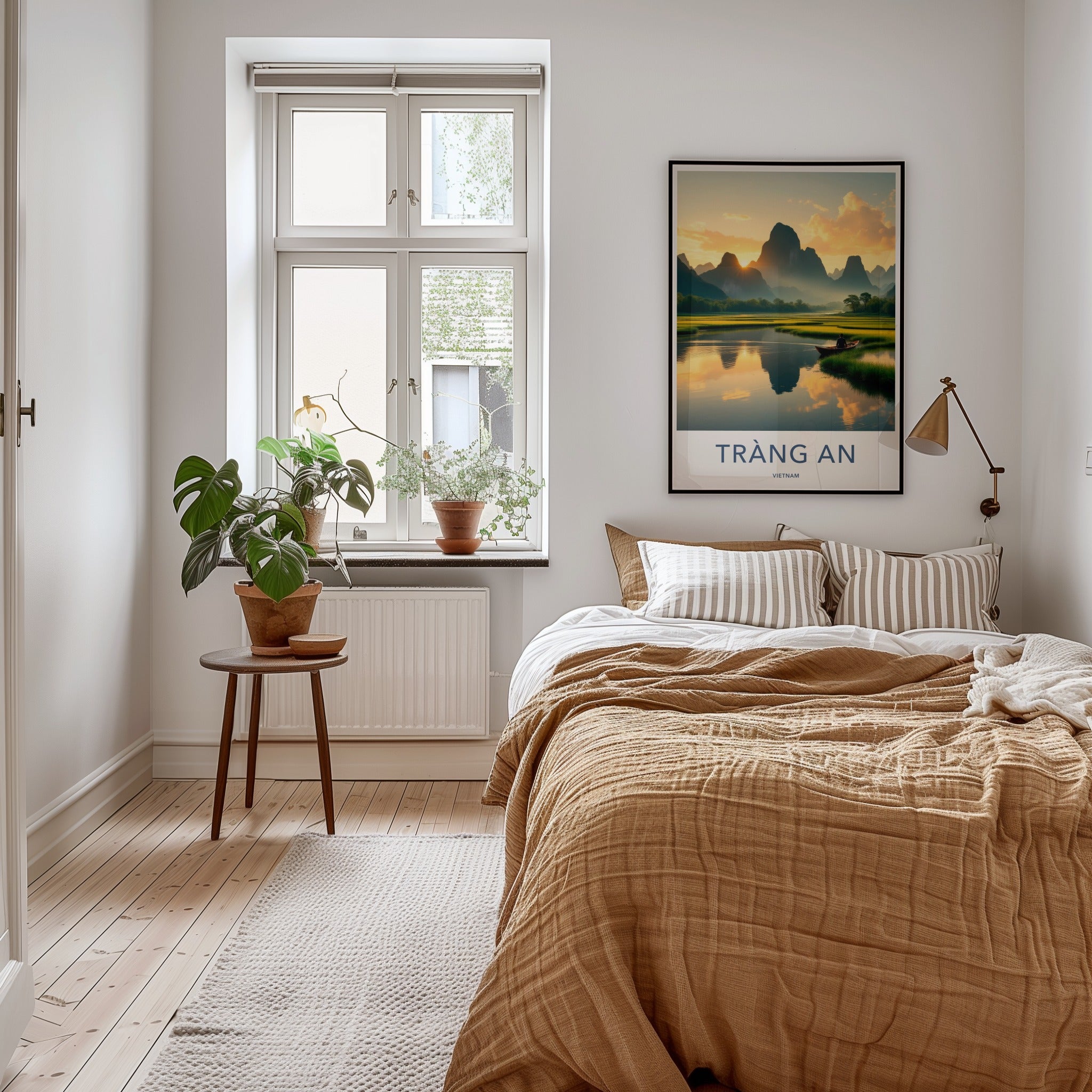 Trang An Poster - Vietnam Travel Art - Mountains River Sunset Home Decor