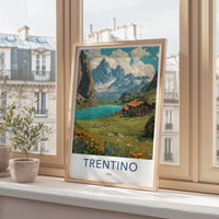 Trentino Poster - Italy Framed Art - Mountain Lake Cabin Home Art