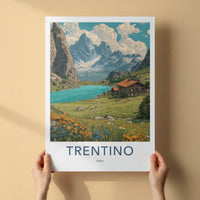 Trentino Poster - Italy Framed Art - Mountain Lake Cabin Home Art
