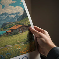 Trentino Poster - Italy Framed Art - Mountain Lake Cabin Home Art