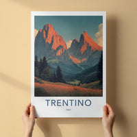 TRENTINO Poster - Italy Framed Print - Golden Mountain Peaks Lounge Decor