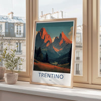 TRENTINO Poster - Italy Framed Print - Golden Mountain Peaks Lounge Decor