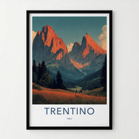 TRENTINO Poster - Italy Framed Print - Golden Mountain Peaks Lounge Decor