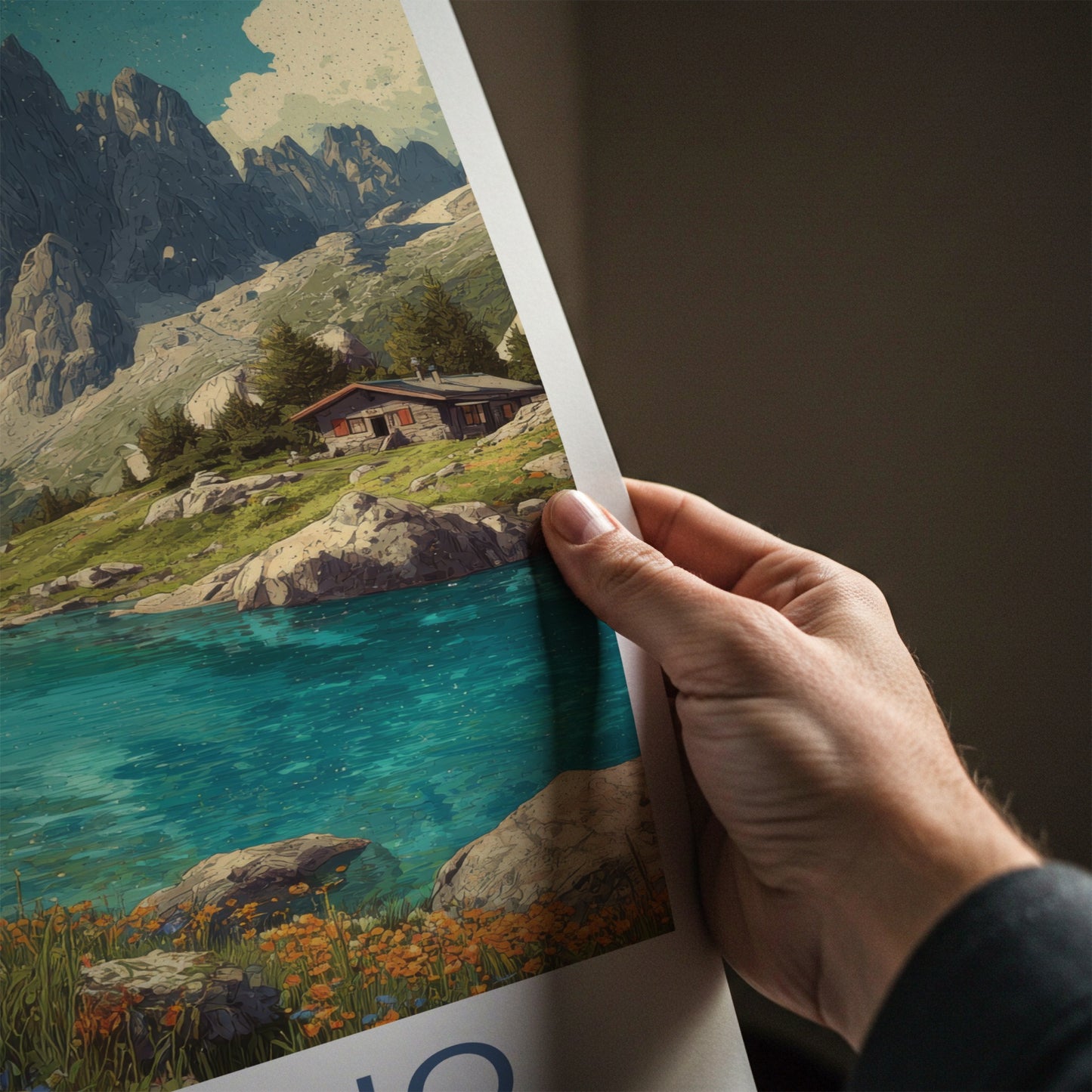 Trentino Poster - Italy Travel Art - Mountain Lakeside Cabin Wall Decor