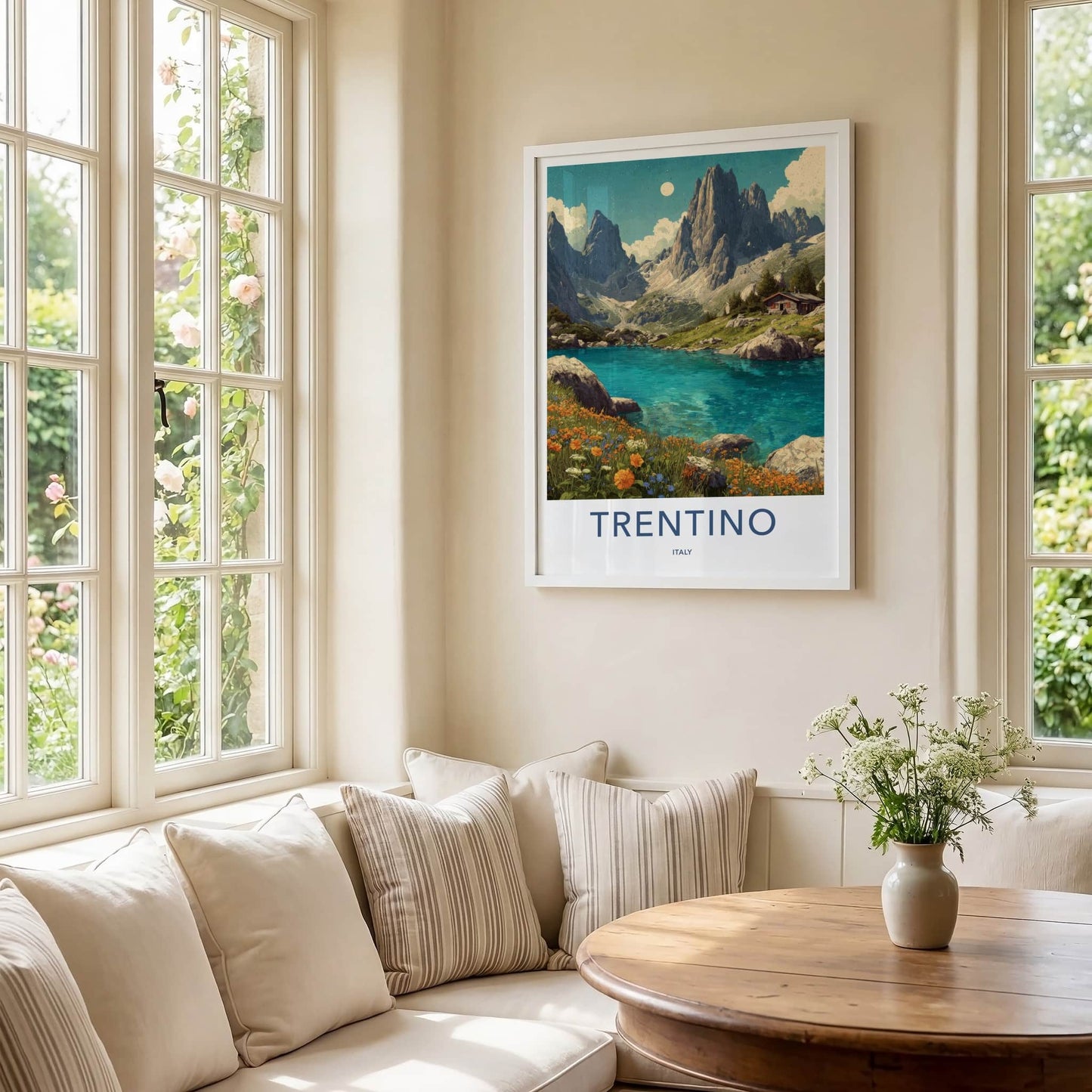 Trentino Poster - Italy Travel Art - Mountain Lakeside Cabin Wall Decor