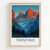 Trentino Poster - Italy Travel Art - Vibrant Alpine Peaks Home Decor