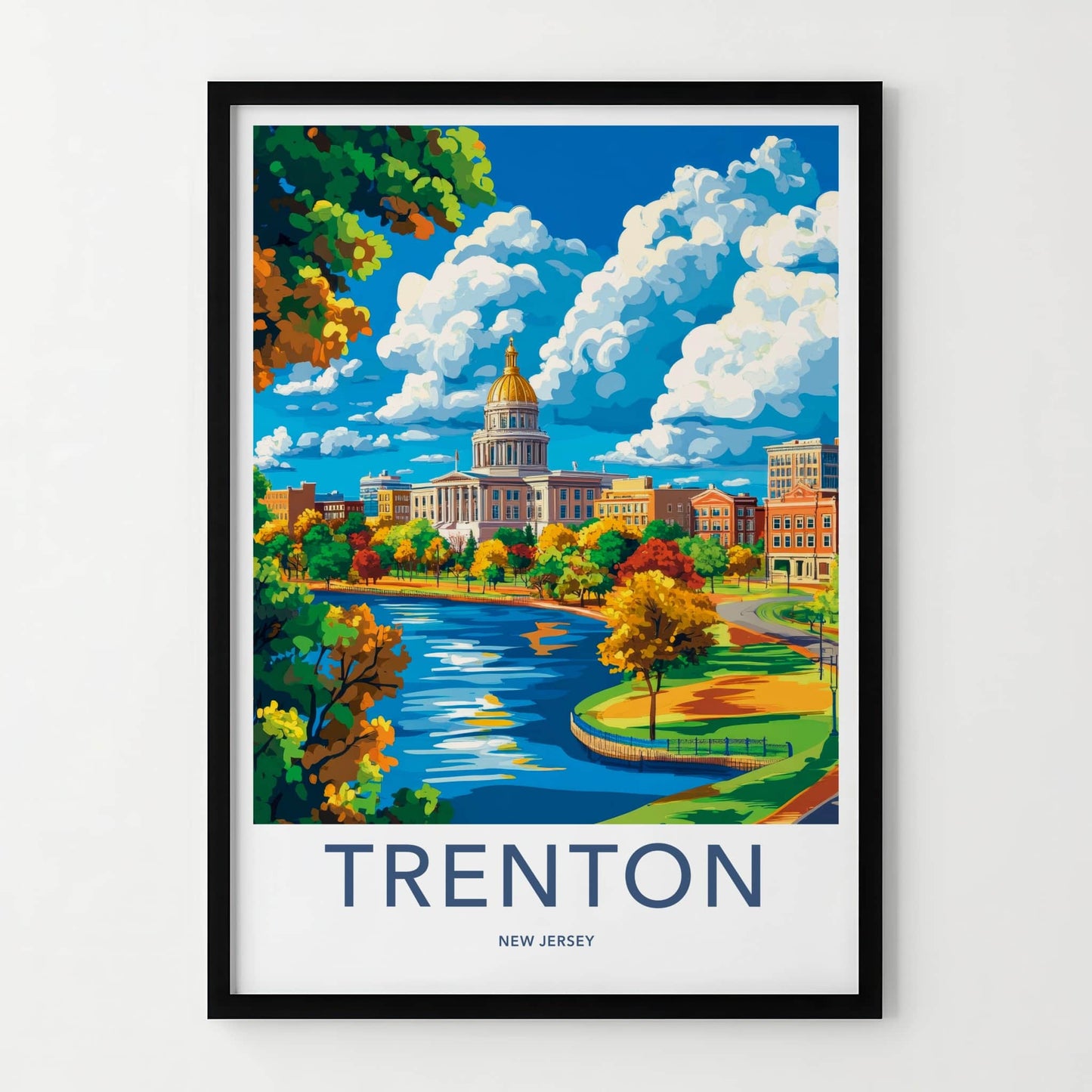 Trenton Poster - New Jersey Art Print - Riverfront Capitol Fall Home Decor