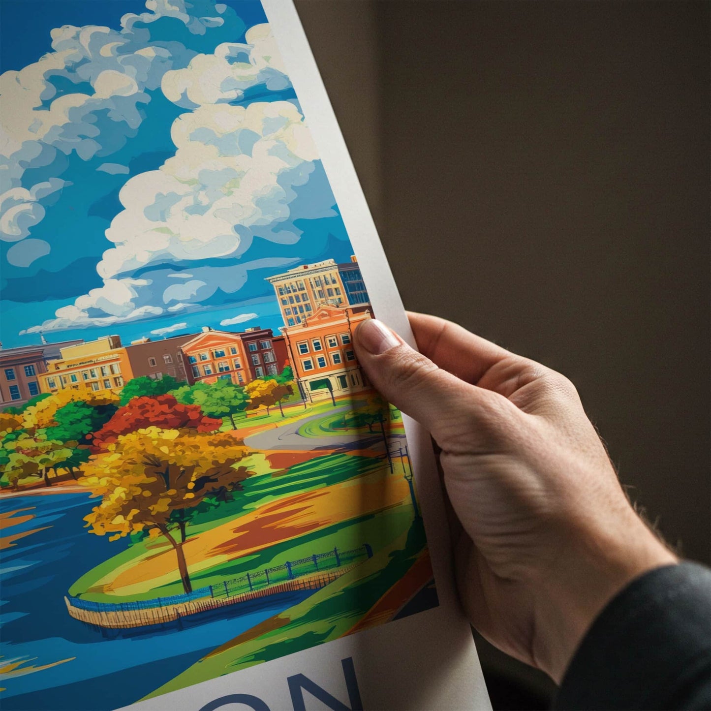 Trenton Poster - New Jersey Art Print - Riverfront Capitol Fall Home Decor