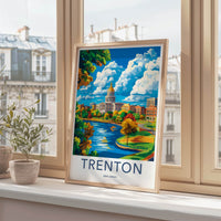 Trenton Poster - New Jersey Art Print - Riverfront Capitol Fall Home Decor