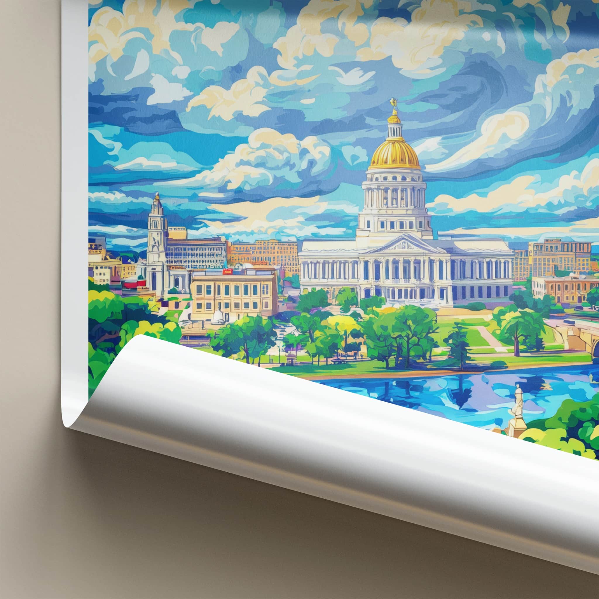 Trenton Poster - New Jersey Travel Art - Capitol Building River Home Decor
