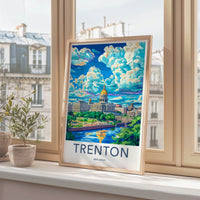 Trenton Poster - New Jersey Travel Art - Capitol River Scene Home Decor