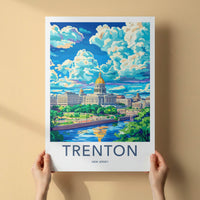 Trenton Poster - New Jersey Travel Art - Capitol River Scene Home Decor