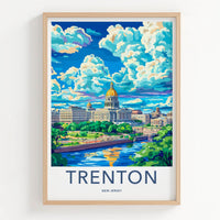Trenton Poster - New Jersey Travel Art - Capitol River Scene Home Decor