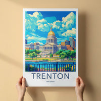 Trenton Poster - New Jersey Travel Art - Golden Dome Capitol Home Decor