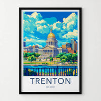 Trenton Poster - New Jersey Travel Art - Golden Dome Capitol Home Decor